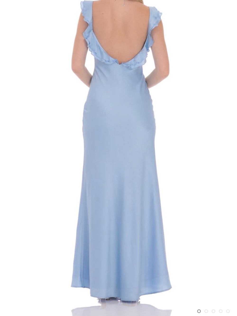 Satin Ruffle Open Maxi Dress in Light Blue size XXS - Picture 2 of 7
